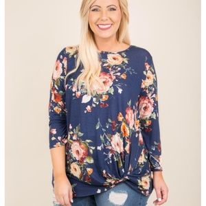 NWOT Tie-front Floral Tunic